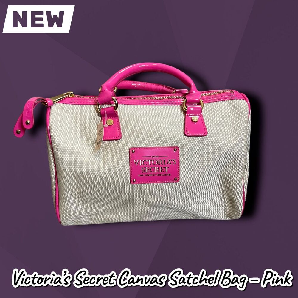 New With Tags Victoria’s Secret Canvas Satchel Bag – Pink - Picture 5 of 10